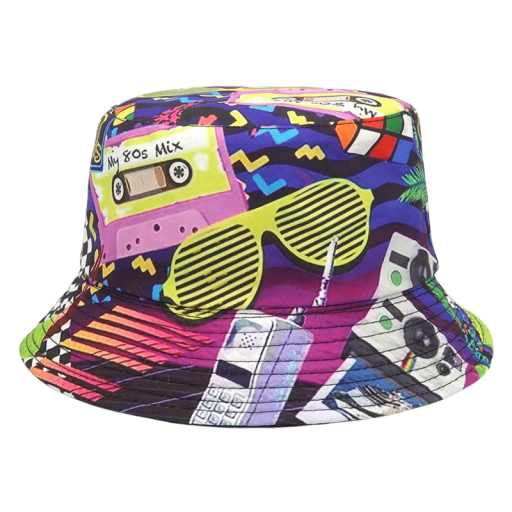 Cappello da pescatore con design retrò degli anni Ottanta Cappello estivo leggero in poliestere Accessorio di moda elegante per uomini e donne