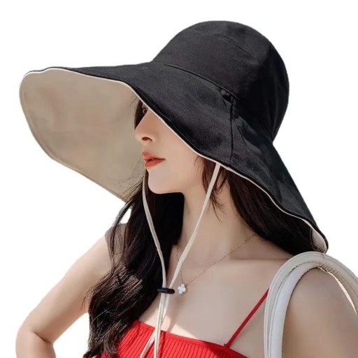 Cappello da sole da donna UPF 50+ 55-60 cm Visiera larga Cappello da spiaggia estivo Protezione UV Leggero e traspirante