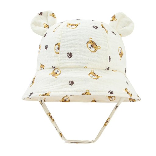Cappello di cotone per bambini con orecchie di tigre bianco con legatura Circonferenza testa 35–39 cm Visiera 27 cm Profondità 11 cm Cappello 3–12