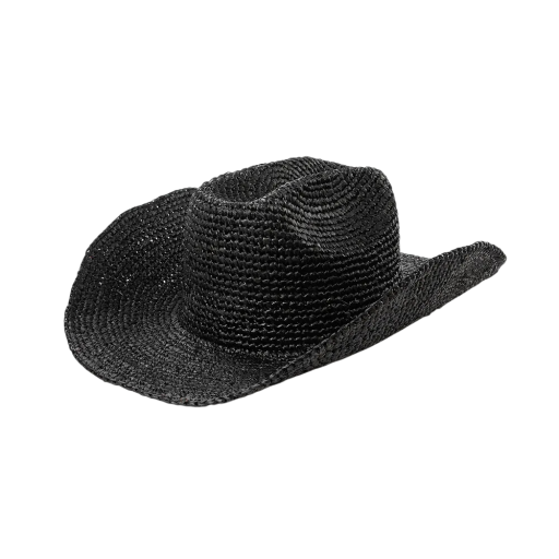 Cappello di paglia da cowboy 56-58 cm Rafia Cappello western estivo Materiale naturale traspirante Accessorio unisex per festival