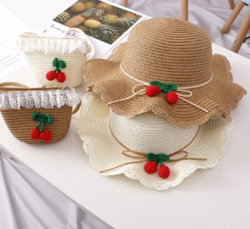 Cappello di paglia per ragazze e borsa