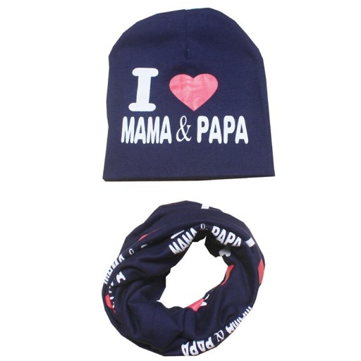 Cappello e scaldacollo I love mama e papa