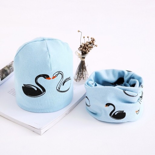 Cappello e scaldacollo per bambini con cigno
