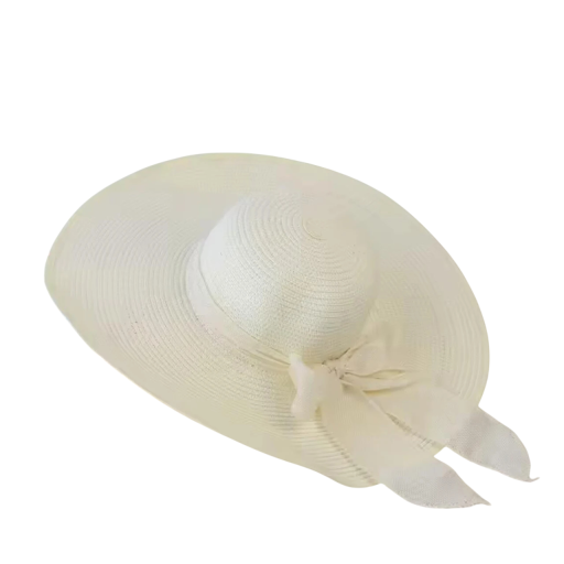 Cappello estivo da donna in paglia 57–58 cm con visiera larga in paglia e poliestere con fiocco Cappello da spiaggia leggero contro il sole