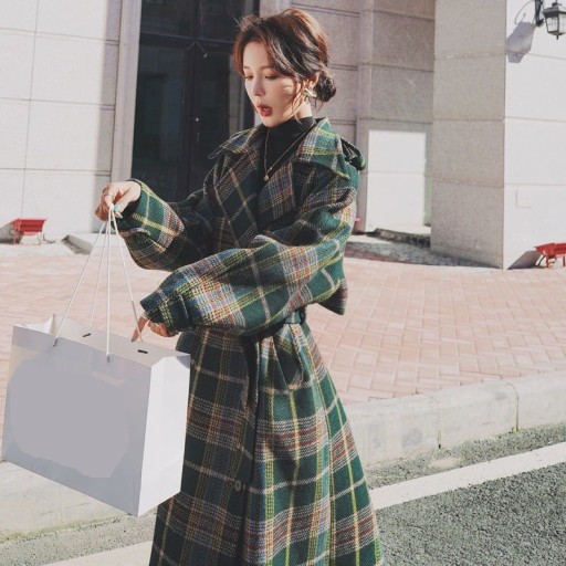 Cappotto a quadri da donna P2097