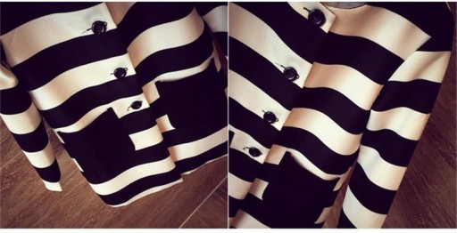 Cappotto a righe da donna - Nero e bianco