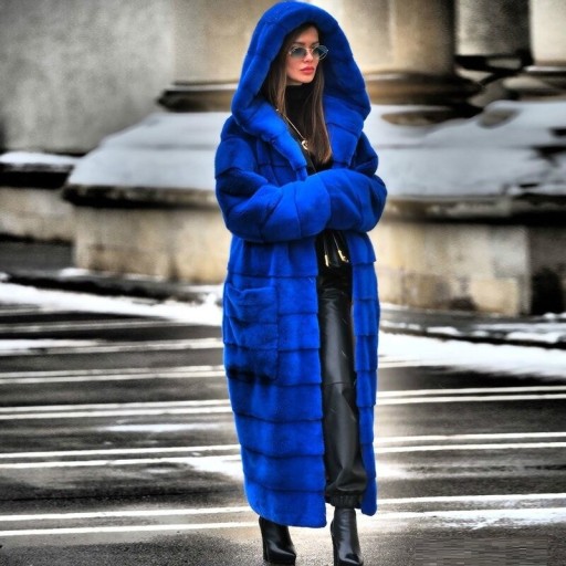 Cappotto lungo da donna in pelliccia sintetica P2179