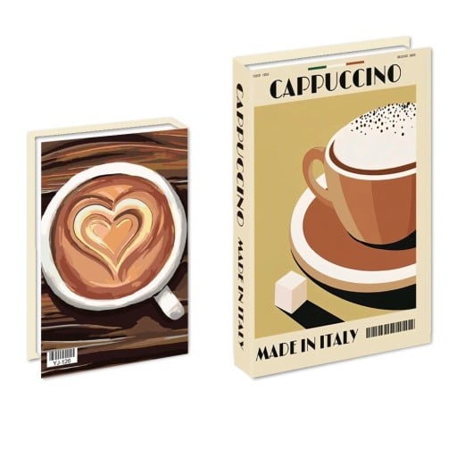 Cappuccino Hamis könyv dekoratív doboz Nyitható tároló könyv Titkos rejtekhely a könyvtárba Stílusos kávé dekoráció
