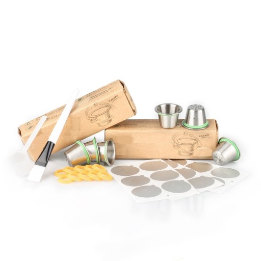 Capsules rechargeables pour machine à café Nespresso avec couvercles 6 pcs