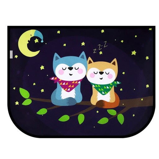 Car Sunshade 60x45 cm Side UV Curtain for Children Cute Cartoon Pattern of Two Foxes Sun Protection Car Accessories for Babies