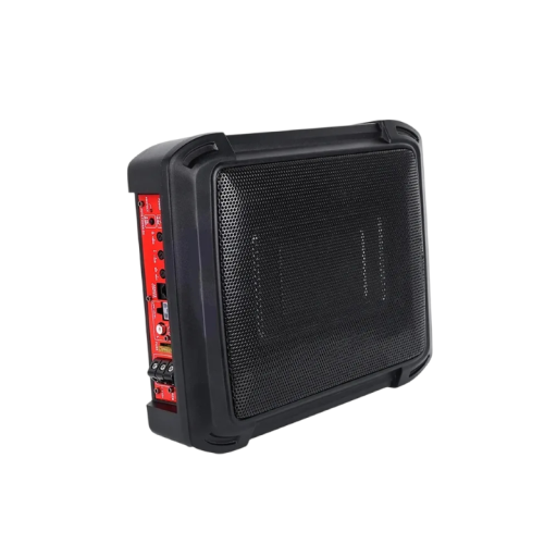 Car Underseat Subwoofer 1000 W Active Slim Bass Speaker with Amplifier 34.5 x 26 x 8 cm ASV Coil 35 mm Black 12 V 2.6 Ω