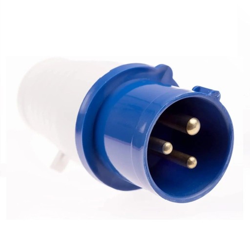 Caravan Adapter 240V 16A 3-Pin Male IP44 Waterproof ABS Metal Direct Mount Mains Plug Connection