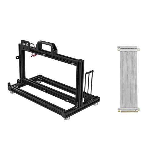 Carcasă computer ITX A4 deschisă cu cablu PCIe 4.0 33 cm 36x20x20 cm aluminiu negru open frame pentru mini PC