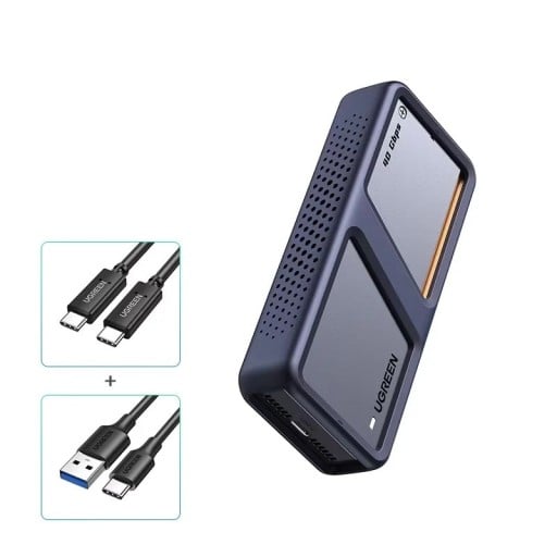 Carcasa pentru SSD USB 4.0 Viteză 40 Gb/s Pentru M.2 NVMe PCIe M-Key și M & B Key Aluminiu și silicon Albastru închis pentru laptop