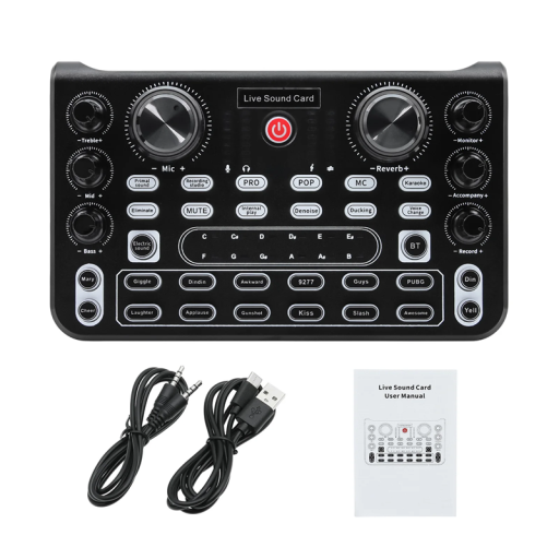 Card audio profesională 17,5 x 10,8 x 4 cm Mixer audio live USB-C USB-A Cablu audio interfață pentru înregistrare și streaming
