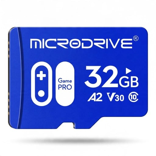 Card de memorie Microdrive Micro SD 32 GB Viteză mare A2 V30 Clasa 10 Game PRO 1,5 x 1,1 cm Albastră Pentru jocuri, videoclipuri, fotografii și date