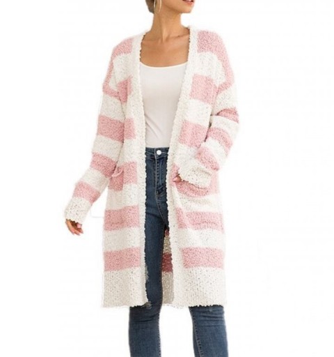Cardigan donna peloso a righe