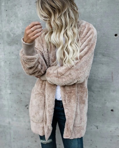 Cardigan en peluche pour femmes avec capuche