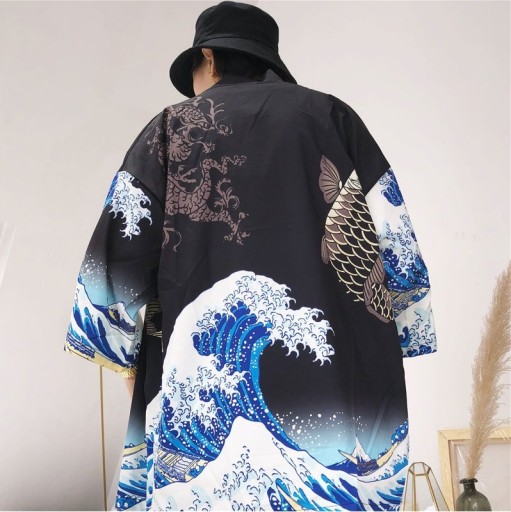 Cardigan kimono bărbătesc cu imprimeu