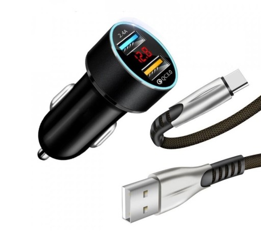 Cargador de coche con dos puertos USB y cable K817