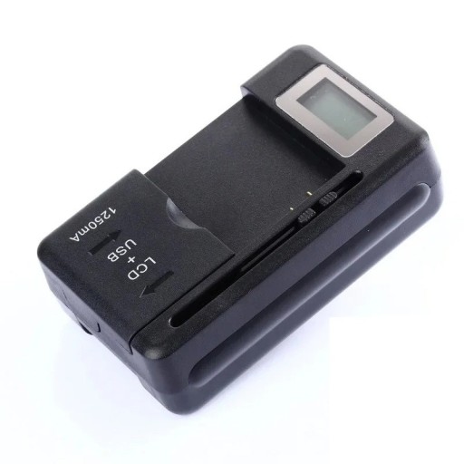 Caricabatterie universale per batterie mobili con display LCD e uscita USB spina EU Caricamento batterie 32–55 mm per telefoni cellulari