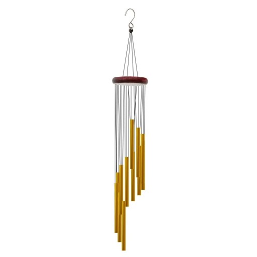 Carillón colgante dorado de 68 cm con tubos de aluminio y elementos de madera para uso interior y exterior