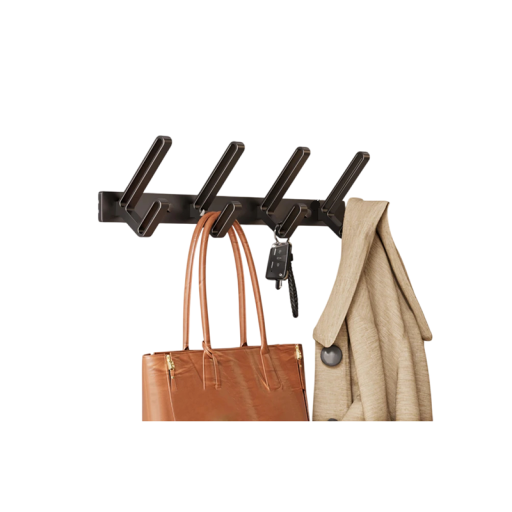Cârlig de perete pentru haine cu 4 cârlige 35 × 3,5 × 8 cm din aluminiu pentru suspendarea paltoanelor, genților și cheilor acasă