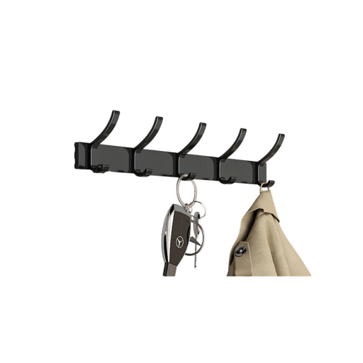 Cârlig de perete pentru îmbrăcăminte cu 5 cârlige 33,5 × 3 cm din aluminiu pentru suspendarea jachetelor, cheilor și sacoșelor în hol