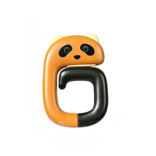 Cârlig pentru birou cu motiv de panda 7,5 × 5 cm din plastic ABS portocaliu-negru pentru suspendarea căștilor și a genților