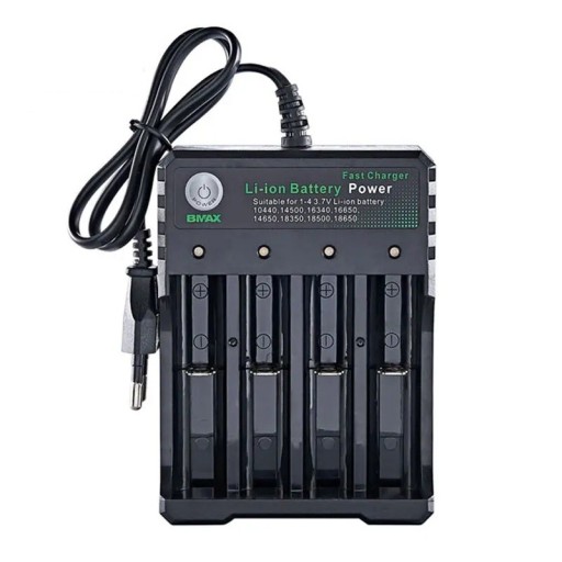 Carregador de Baterias Li-ion 18650 com 4 Slots EU Plug Duplo 110V 220V Carregamento 18500 18350 3,7V 4,2V Células Recarregáveis Uso Doméstico