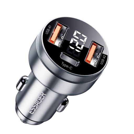 Carregador rápido de carro 80W com slot para isqueiro USB C e 2x USB A PD3.0 QC3.0 adaptador de carregamento de carro com múltiplas portas