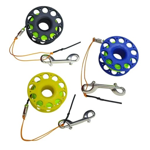 Carrete de buceo de 30 m en acero inoxidable con cuerda y mosquetón Carrete para boya SMB equipo de buceo orientativo y técnico