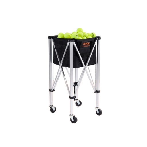 Carro de tenis plegable con ruedas para 150 pelotas de tenis 40,5 x 40,5 x 91 cm negro para enseñanza deportiva y béisbol