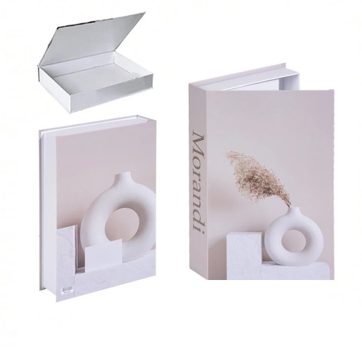 Carte falsă decorativă cu spațiu de depozitare, deschizându-se, design Morandi - Decorațiune elegantă cu spațiu practic de depozitare pentru interioare moderne