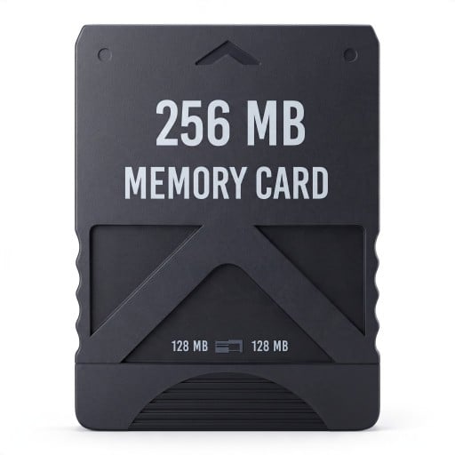 Carte mémoire pour Sony PS2 256 Mo Deux partitions de 128 Mo avec interrupteur Plastique Noir Pour PlayStation 2 Pour le stockage des positions de jeu
