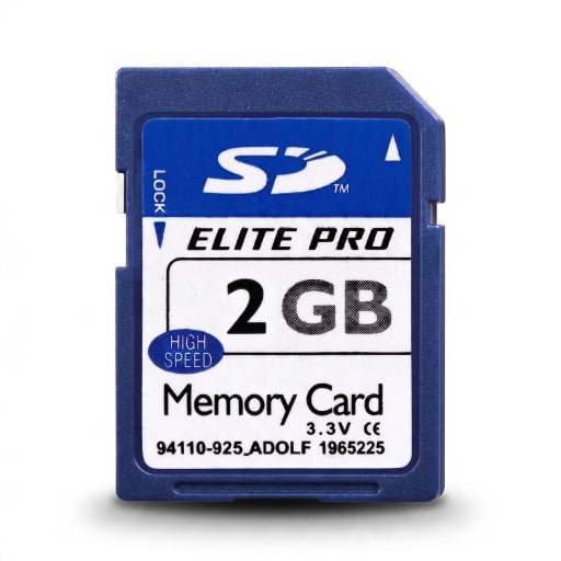 Carte mémoire SD LEMIWEI Elite Pro 2 Go Haute Vitesse 3,3 V Avec interrupteur Lock Bleue et blanche Pour appareil photo, caméra et lecteur de cartes