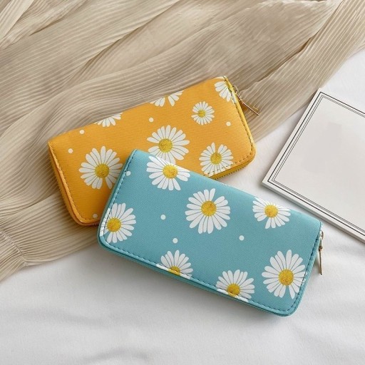 Carteira de couro feminina com flores M370