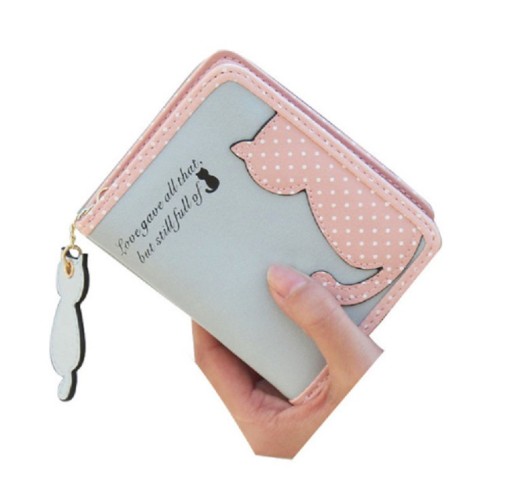 Carteira feminina com estampado de gato J2800