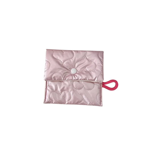 Carteira feminina com padrão de coração 13 x 11,5 cm material PU Carteira de moedas Necessaire Organizador com fecho de pressão Estojo feminino estiloso