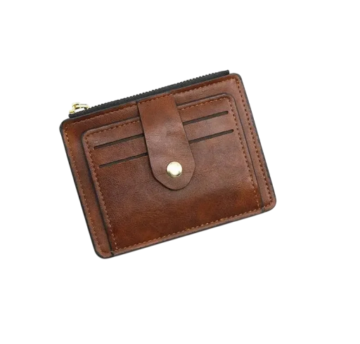 Cartera de hombre 12 x 9,5 cm Piel sintética Colores neutros Ranuras para tarjetas con cremallera Bolsillo con cremallera para monedas Cartera elegante y práctica para hombre