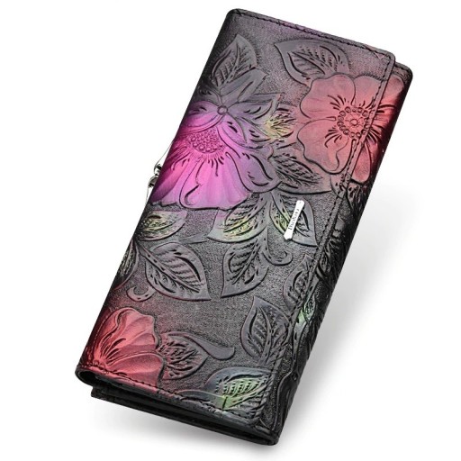 Cartera de mujer en piel con flores M243
