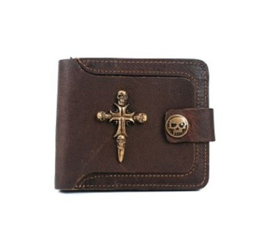 Cartera de piel para hombre con calaveras M326