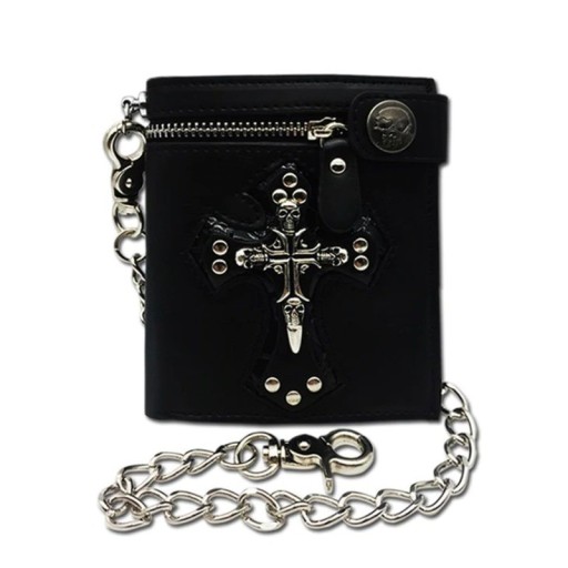 Cartera de piel para hombre con calaveras