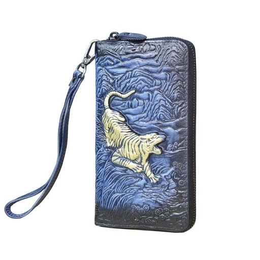 Cartera de piel para hombre con tigre