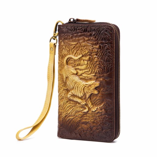 Cartera de piel para hombre con tigre