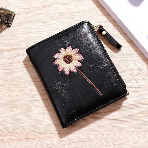Cartera de piel para mujer con flor M262