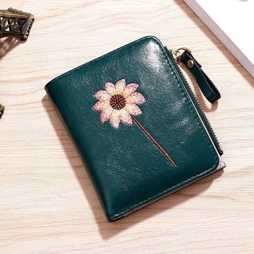 Cartera de piel para mujer con flor M262