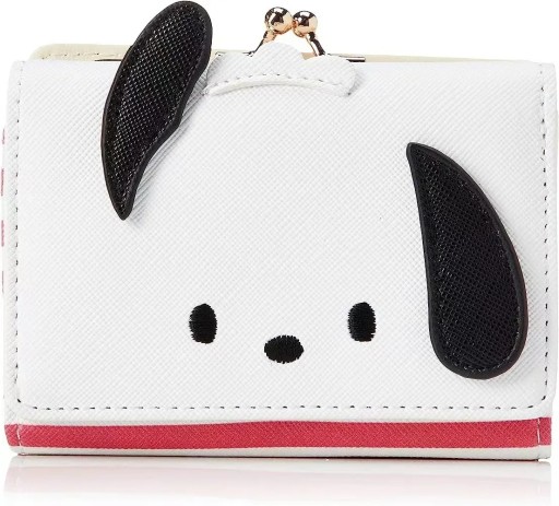 Cartera plegable de piel sintética de 11 x 8 x 3,5 cm. Bonita cartera para niña con asas. Motivo de perro de dibujos animados blanco. Bolsa