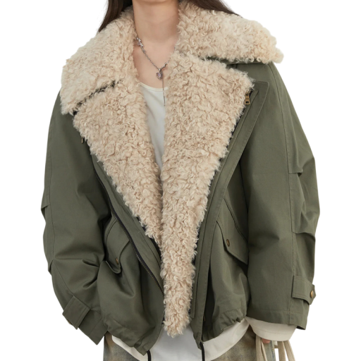 Casaco de Inverno Feminino Casaco de Algodão com Fecho e Colarinho Peludo Casaco Quente com Bolsos Casaco Elegante e Aconchegante para Uso