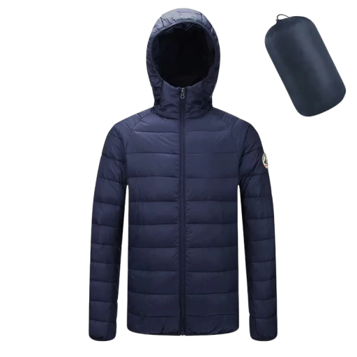 Casaco de Inverno Masculino Unisex à Prova de Vento com Capuz Fecho de Zip Casaco de Poliéster com Bordado na Manga Design Quente para o Inverno